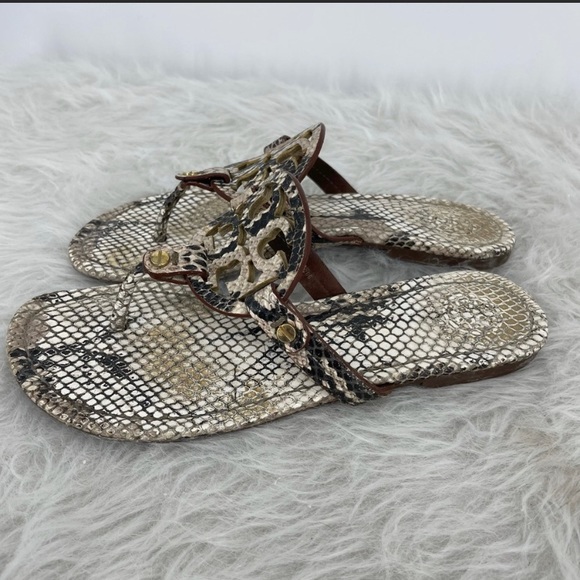 Tory burch Miller sandals snake embossed print fit like a seven